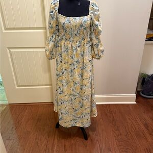 Floral Yellow and Blue Women's Dress